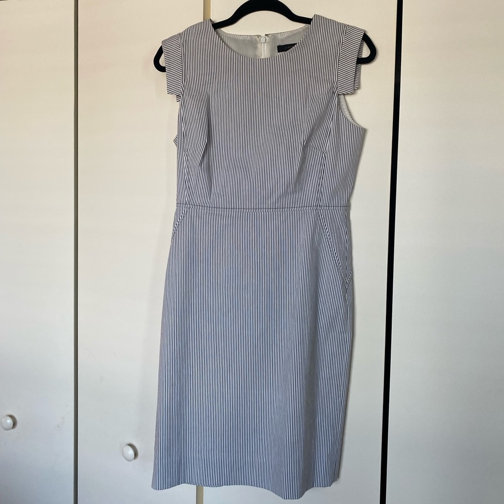J.Crew Resume Dress in Navy Seersucker